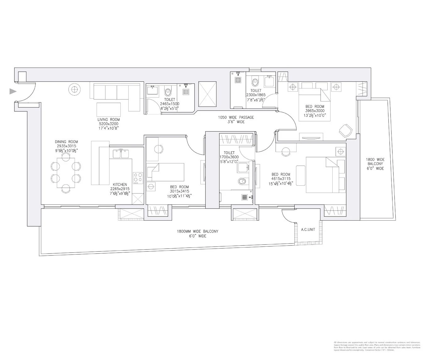 3 BHK floor plan Supertech Supernova Nova Residences Sector 94 Noida