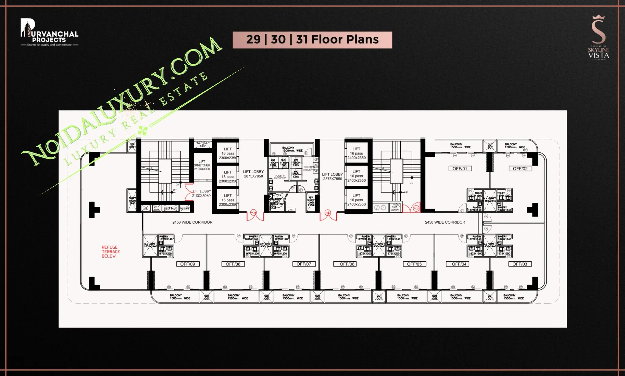 Commercial floor plan of Purvanchal Skyline Vista office space in Noida