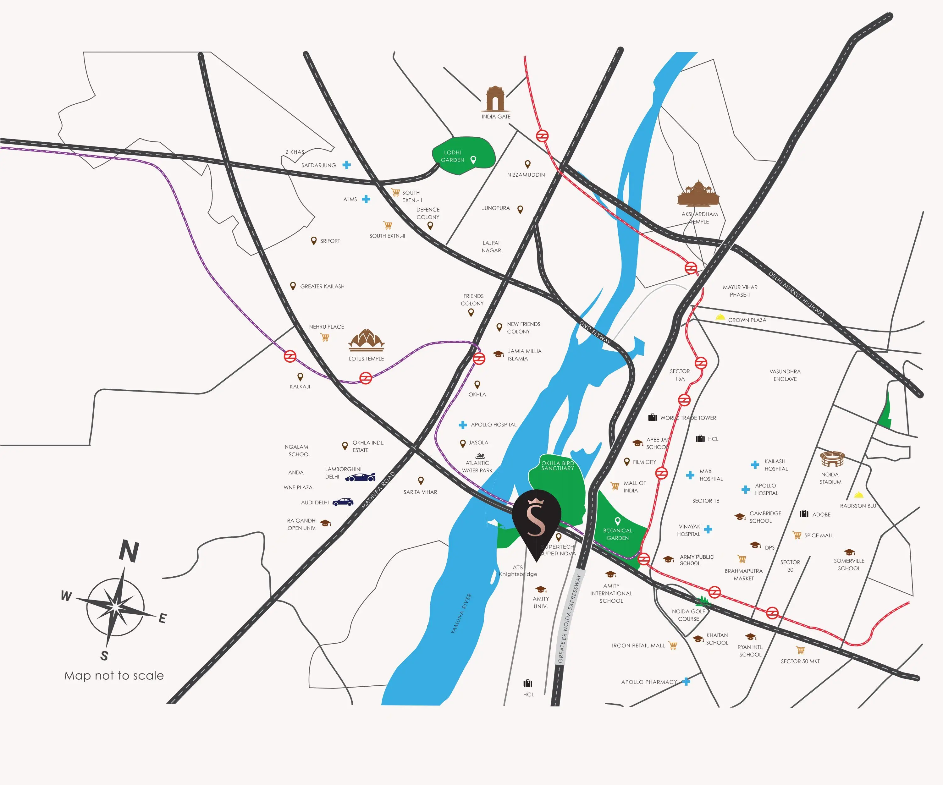 Location map of Purvanchal Skyline Vista Sector 94 Noida