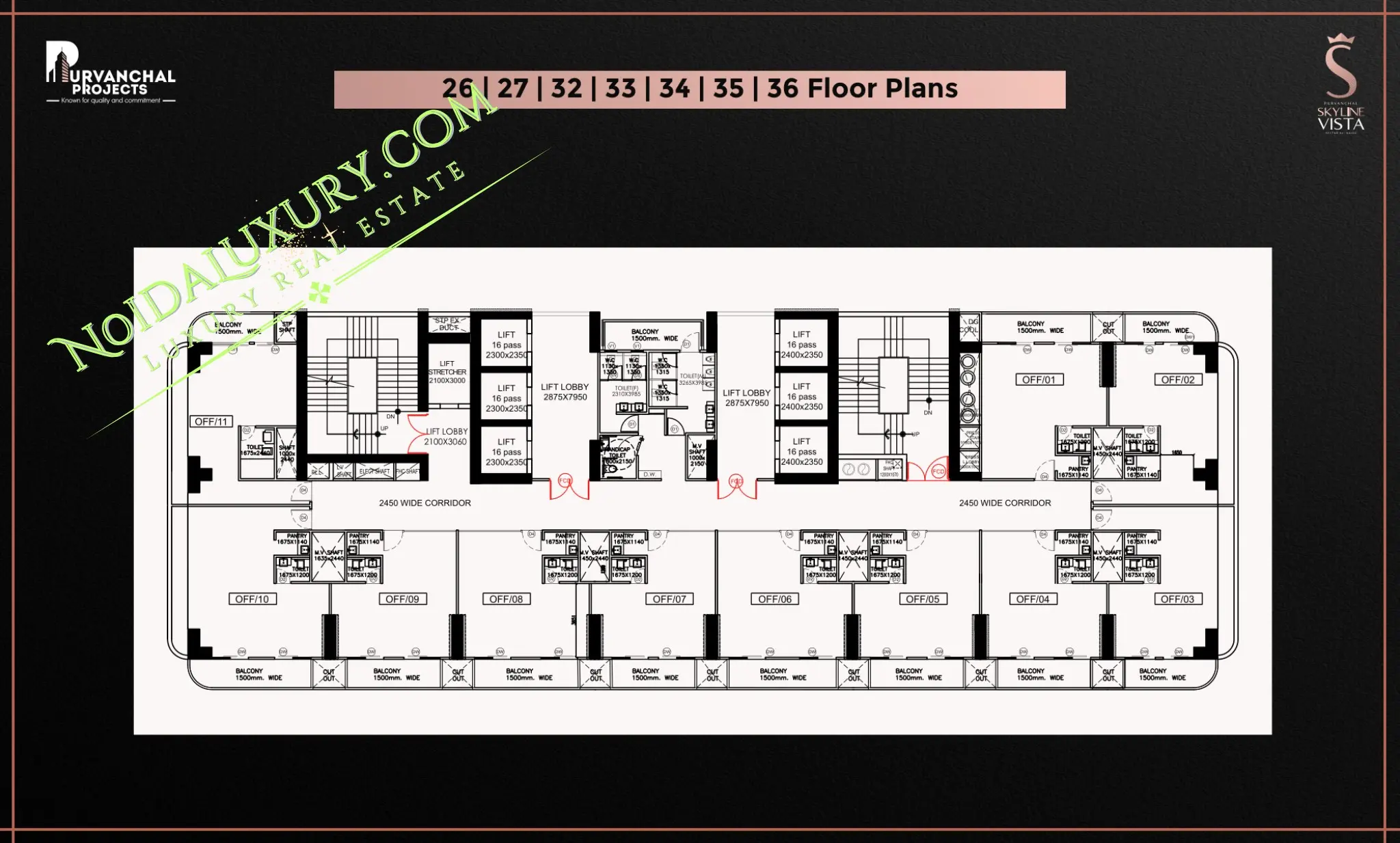 Office floor plan at Purvanchal Skyline Vista Sector 94 Noida