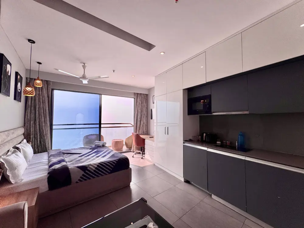 RiverAura 33 kitchen area fully equipped apartment Supernova Spira Noida