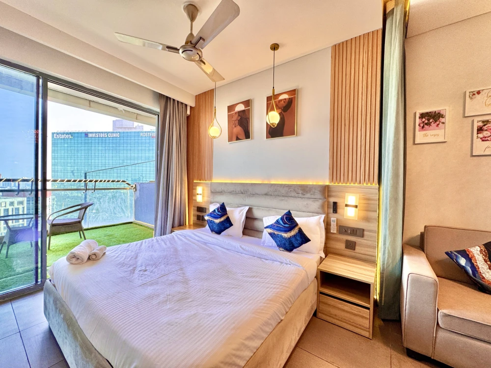 Skyline Stay 23 master bedroom decor at Supernova Spira Sector 94 Noida