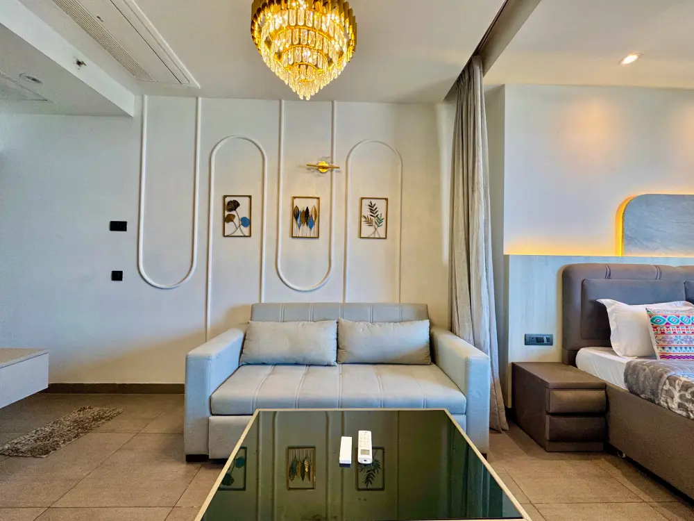 Panorama 32 romantic bedroom decor luxury apartment Supernova Noida