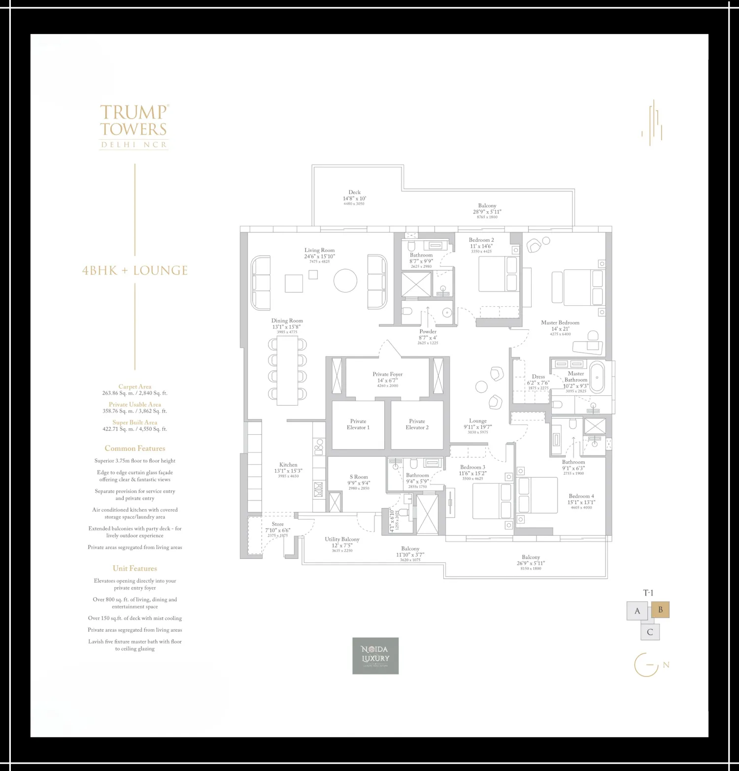 Trump Tower Noida 5 BHK floor plan